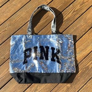 NEW! PINK Victorias Secret Sequence Zipper Tote Bag